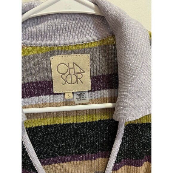 Chaser NWT Striped Flare Split Sleeve Top Fall Feminine Preppy Gossip Girl Chic - Picture 6 of 12